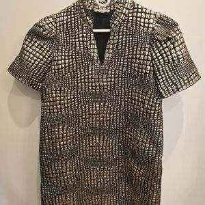 THML Black and Gold Textured Mini Dress